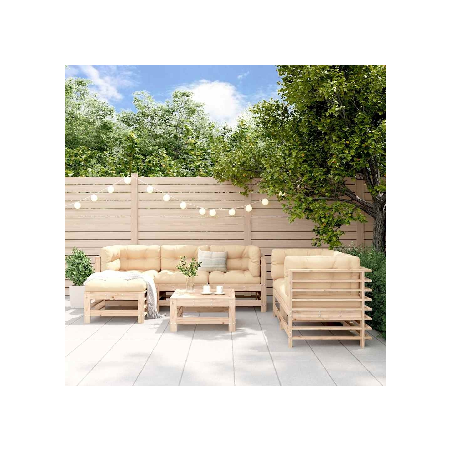Salon de jardin 7 pcs Bois de pin massif