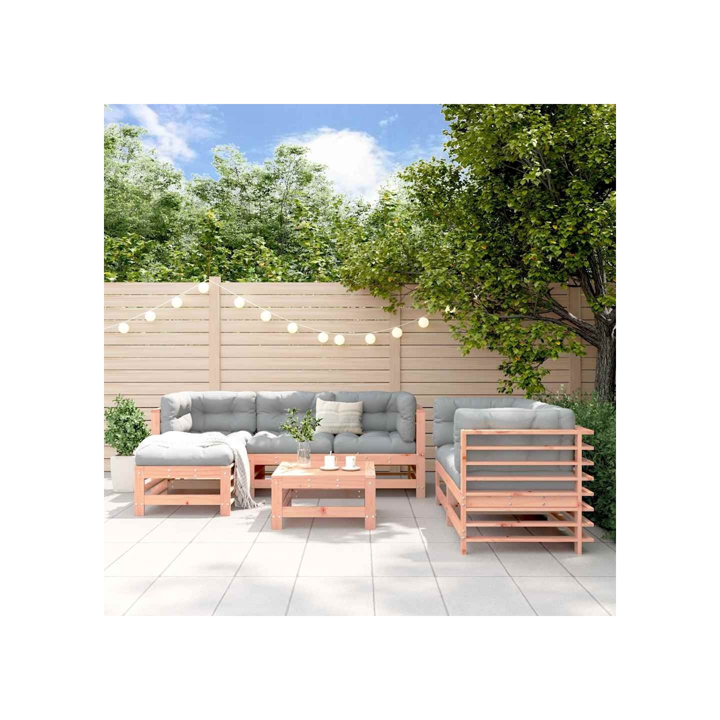 Salon de jardin 7 pcs bois massif douglas