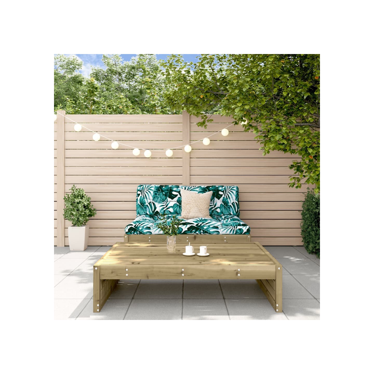 Salon de jardin 2 pcs avec coussins bois de pin imprégné