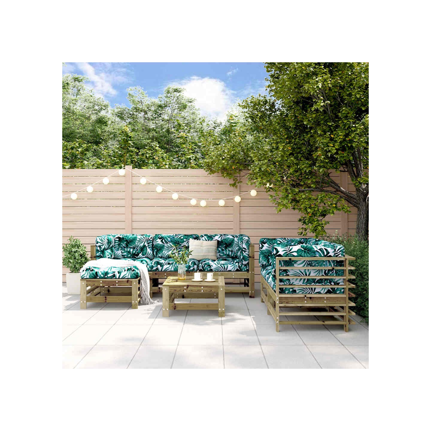 Salon de jardin 7 pcs bois de pin imprégné