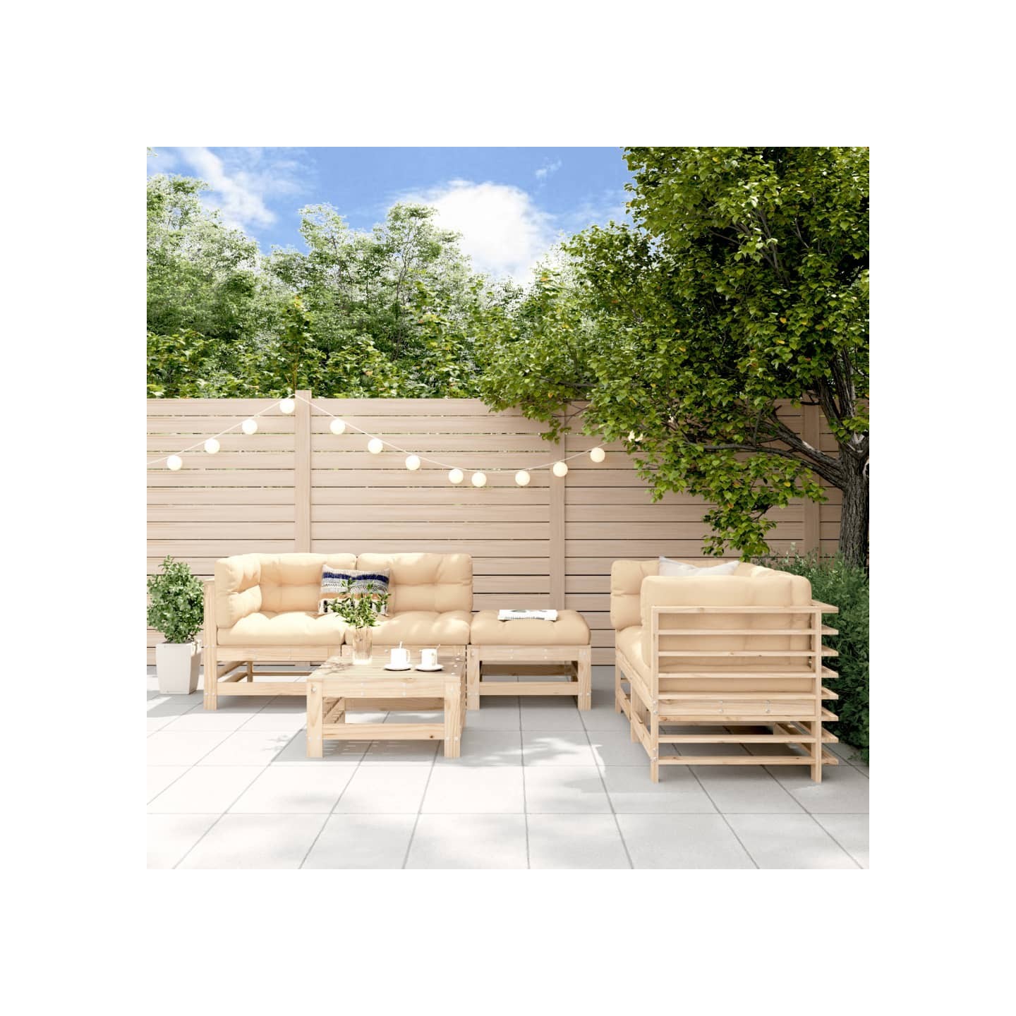 Salon de jardin 6 pcs Bois de pin massif