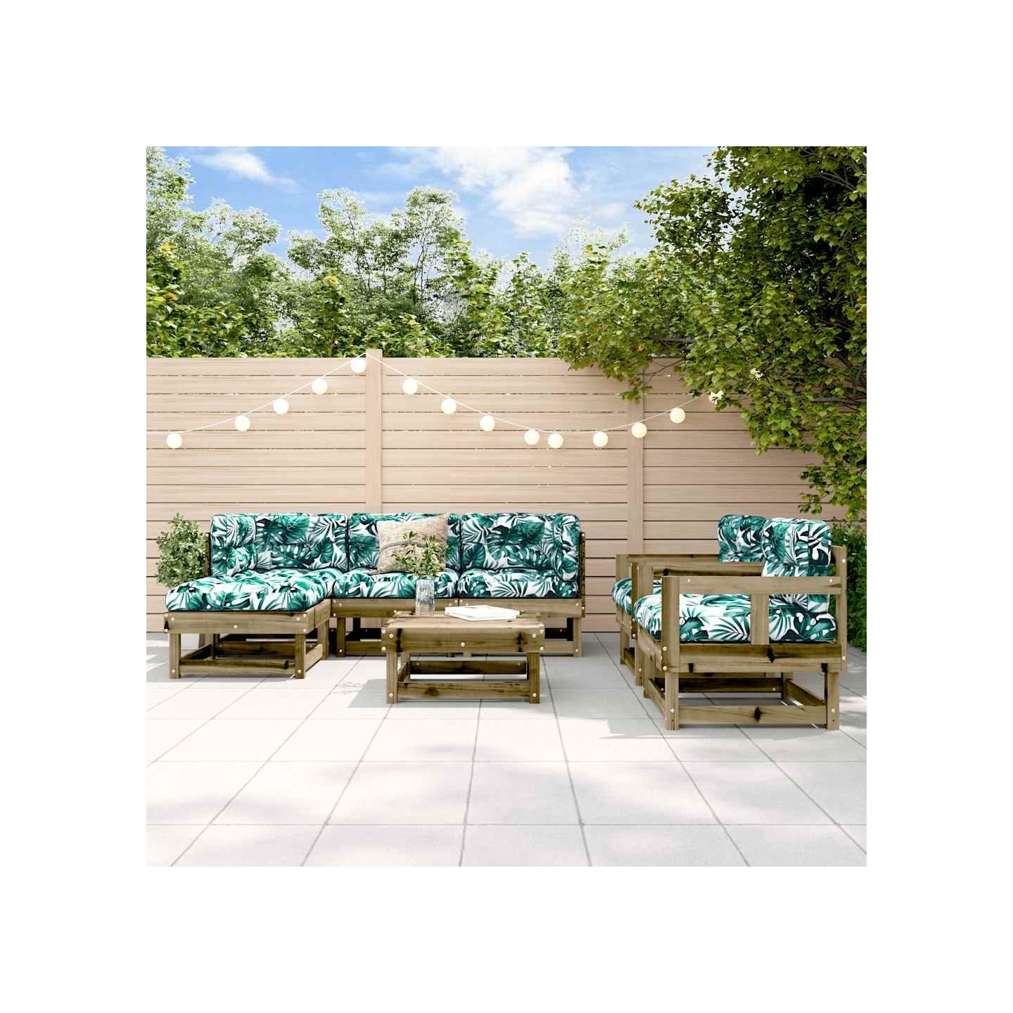 Salon de jardin 7 pcs bois de pin imprégné