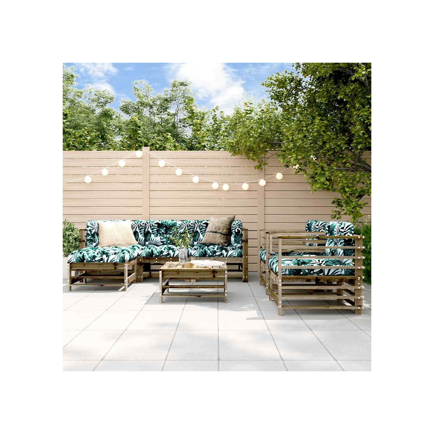 Salon de jardin 7 pcs bois de pin imprégné