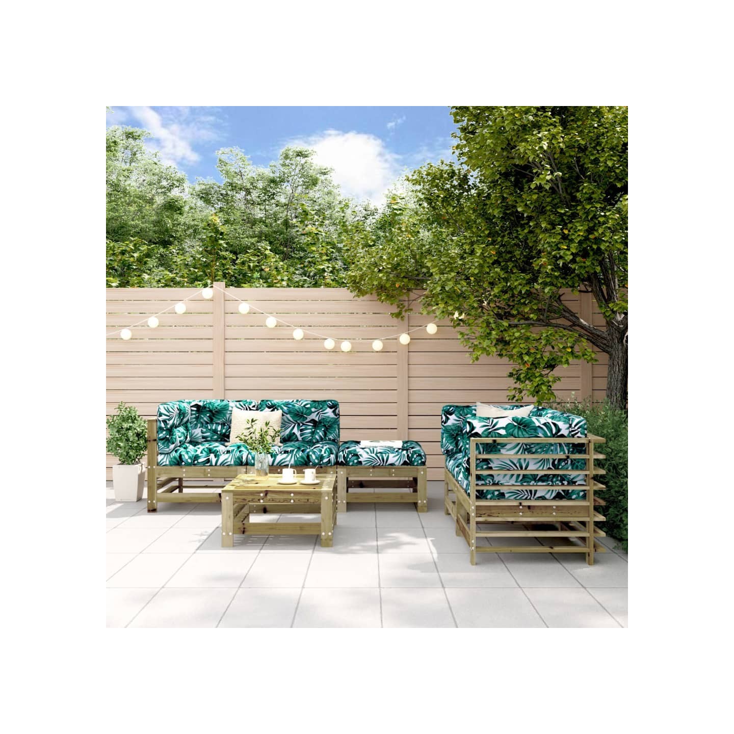 Salon de jardin 6 pcs bois de pin imprégné