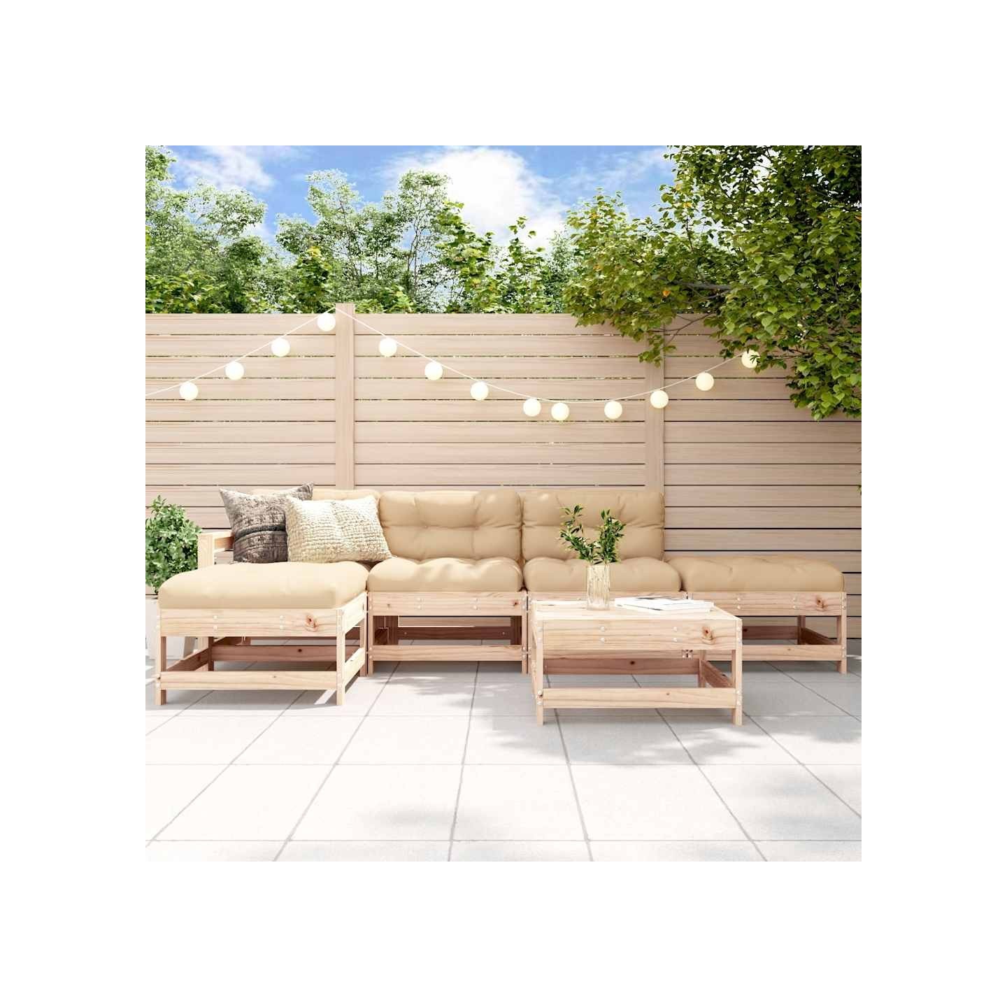 Salon de jardin 6 pcs Bois de pin massif