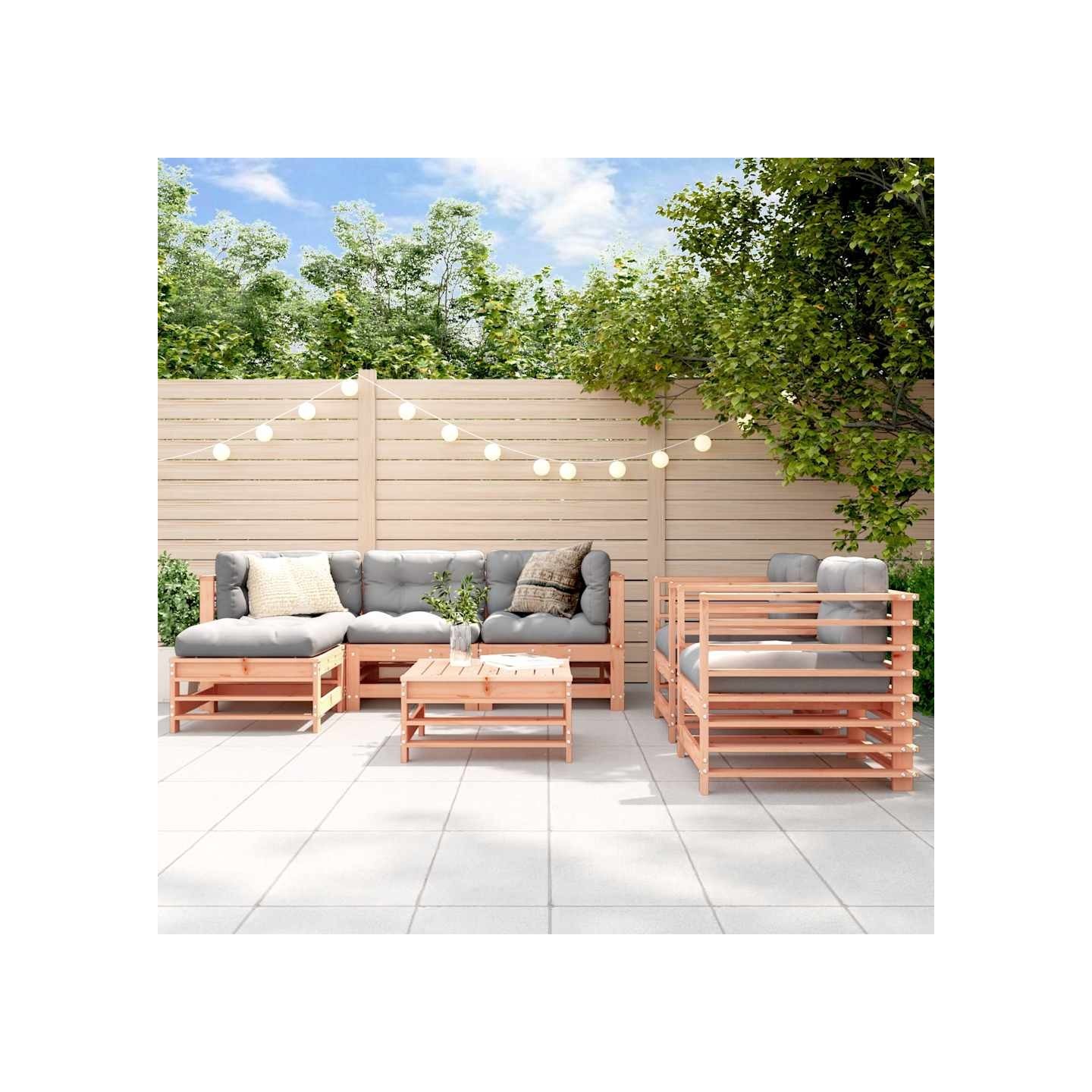 Salon de jardin 7 pcs bois massif douglas