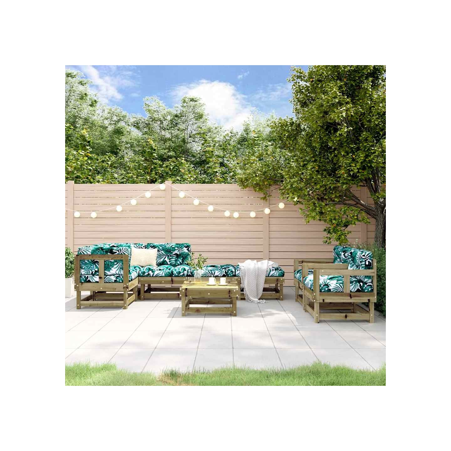 Salon de jardin 8 pcs bois de pin imprégné