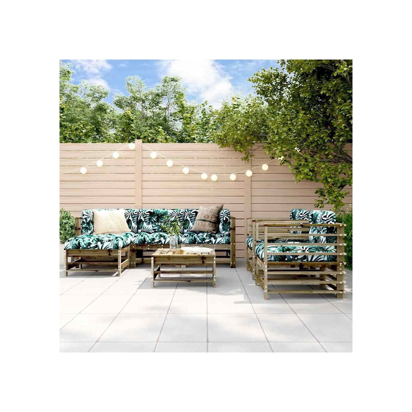 Salon de jardin 7 pcs bois de pin imprégné