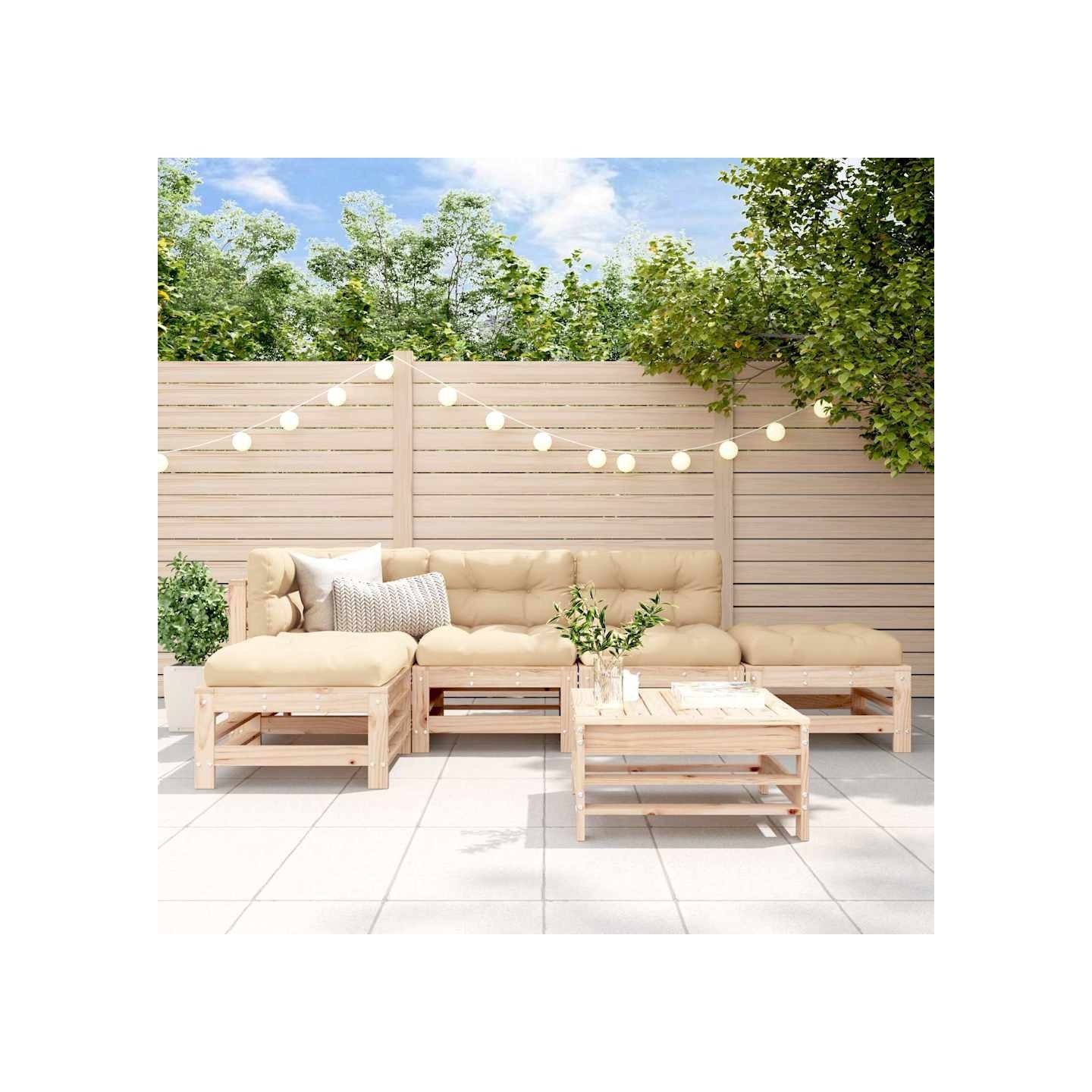 Salon de jardin 6 pcs Bois de pin massif
