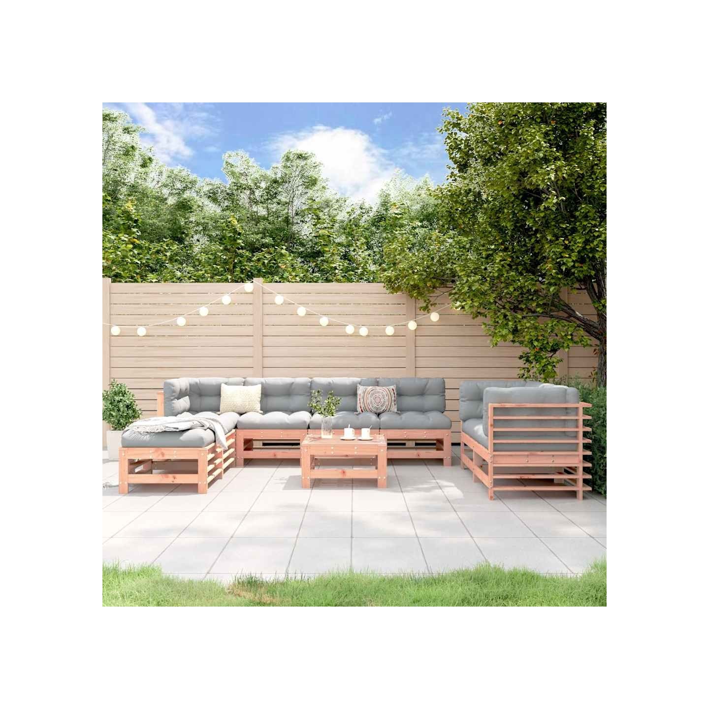 Salon de jardin 9 pcs bois massif douglas