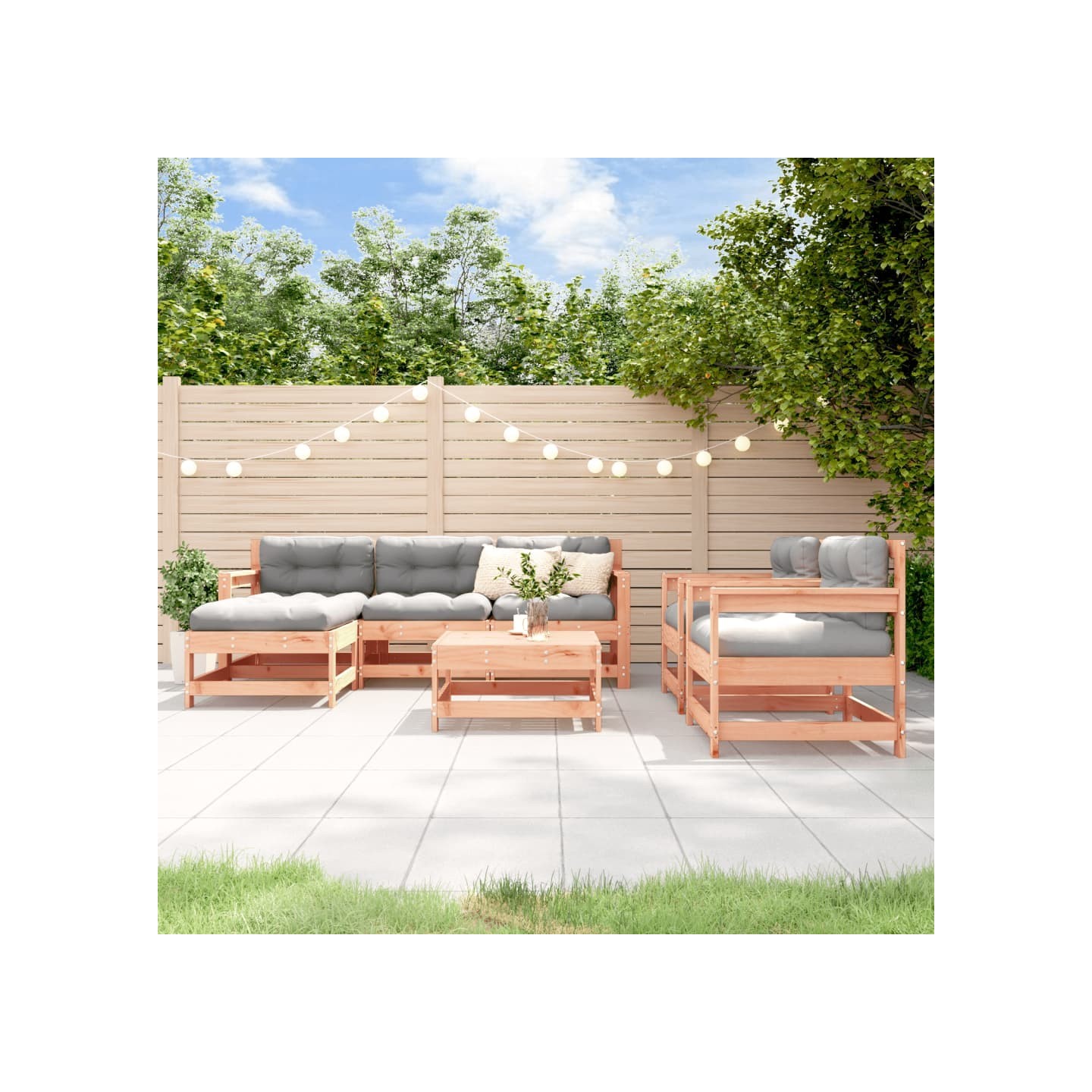 Salon de jardin 7 pcs bois massif douglas