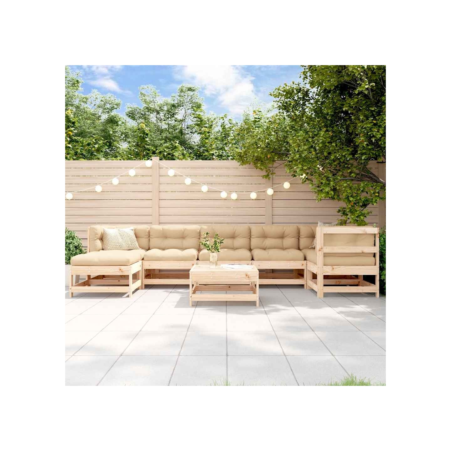 Salon de jardin 8 pcs Bois de pin massif