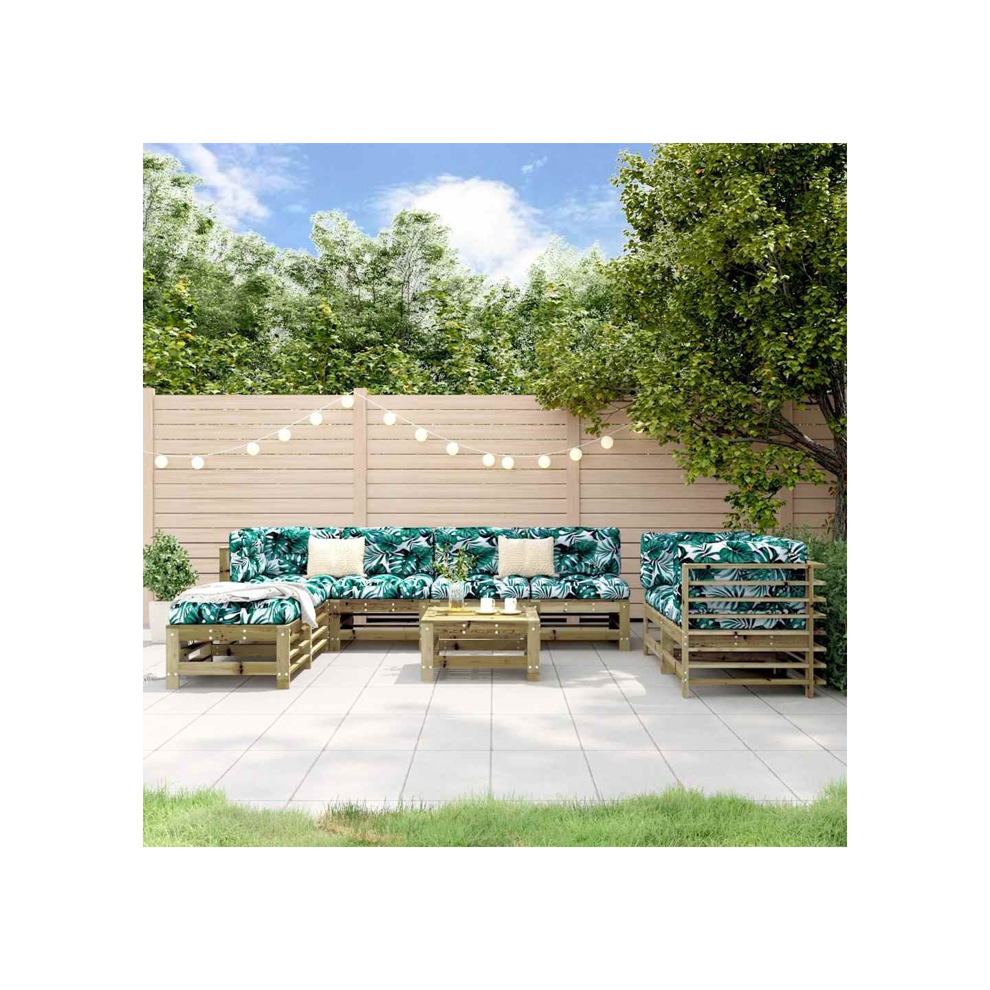 Salon de jardin 9 pcs bois de pin imprégné