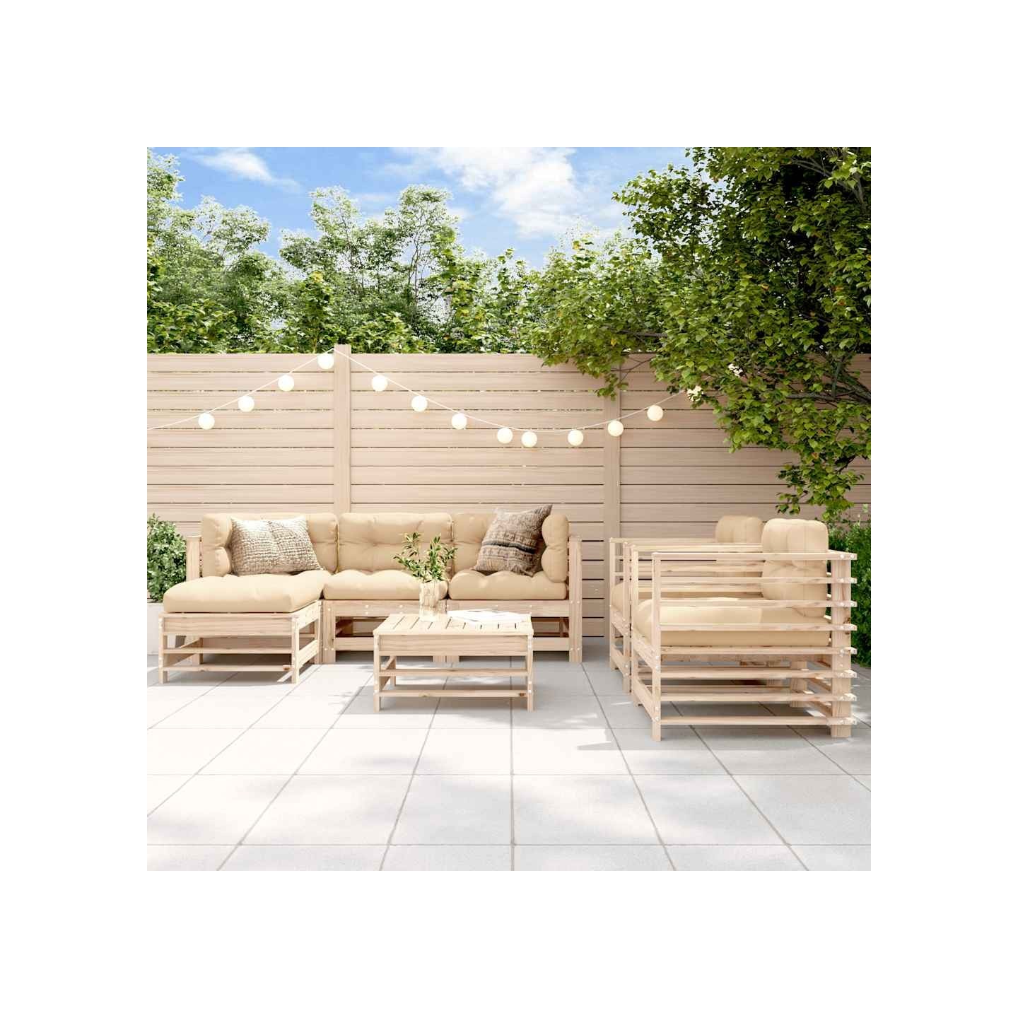 Salon de jardin 7 pcs Bois de pin massif