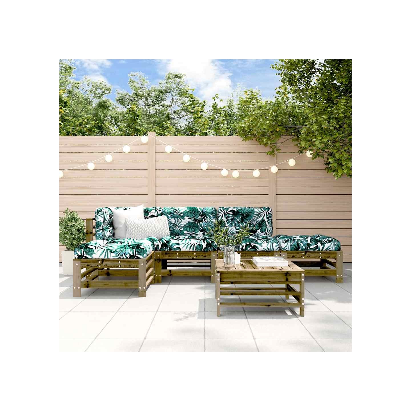 Salon de jardin 6 pcs bois de pin imprégné