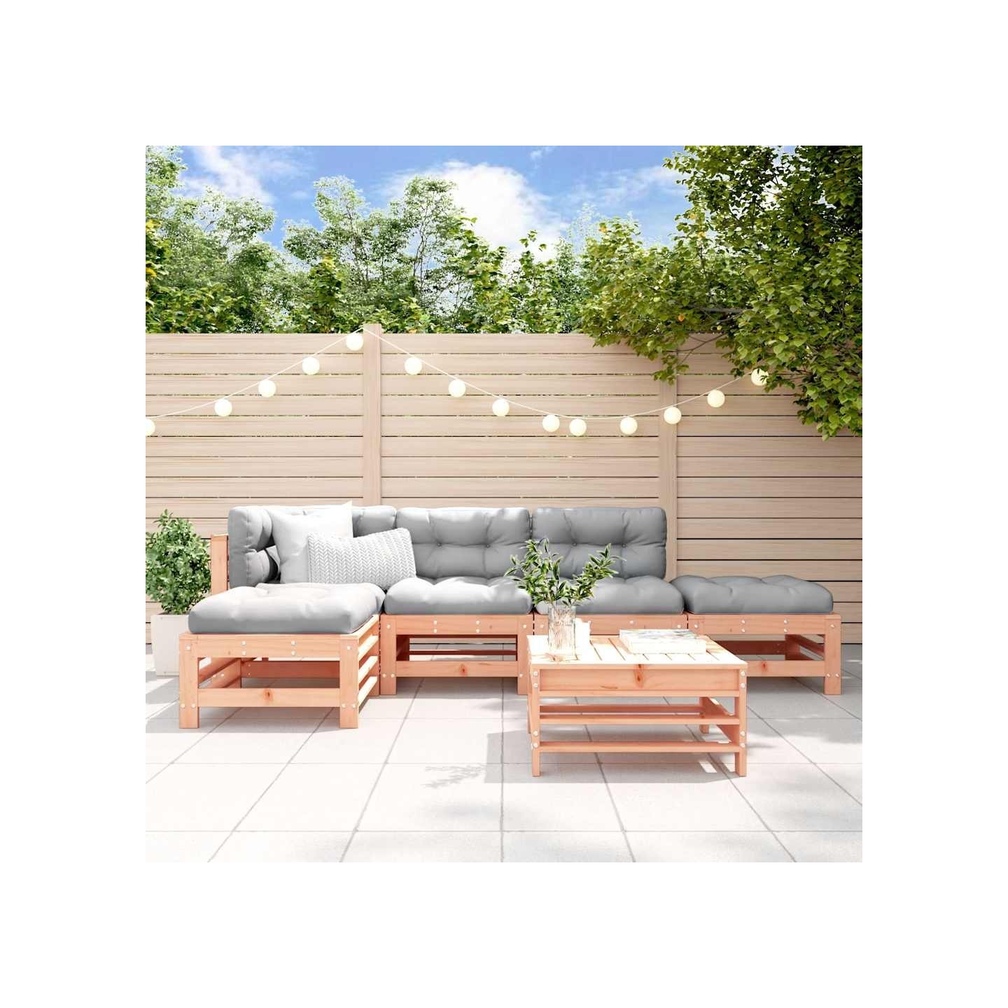 Salon de jardin 6 pcs bois massif douglas