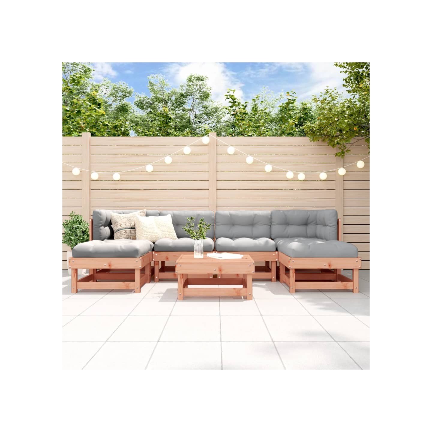 Salon de jardin 7 pcs bois massif douglas