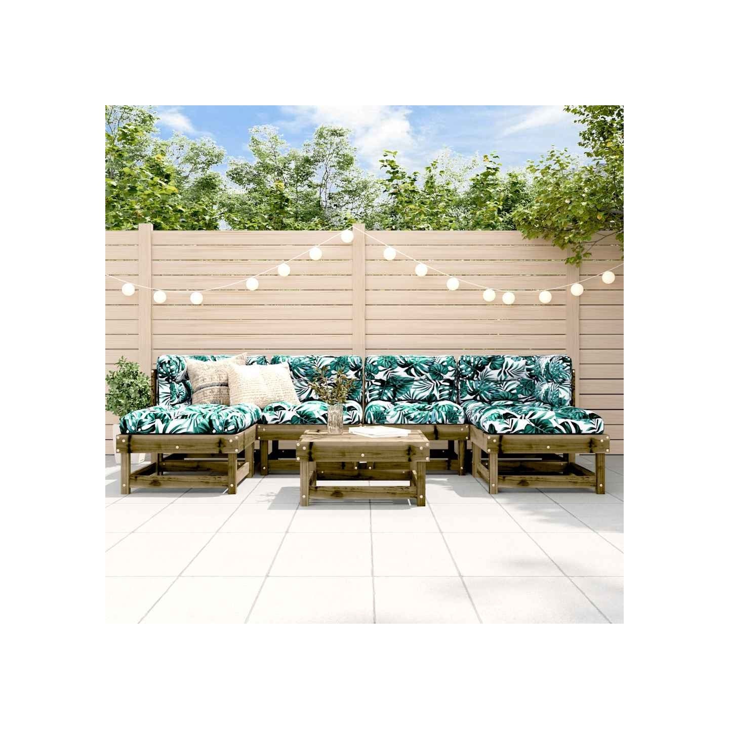 Salon de jardin 7 pcs bois de pin imprégné