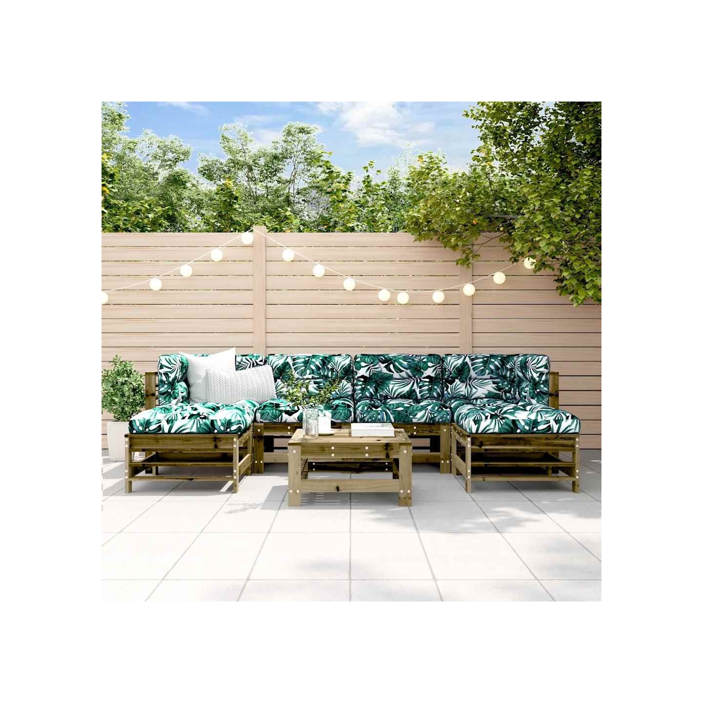 Salon de jardin 7 pcs bois de pin imprégné