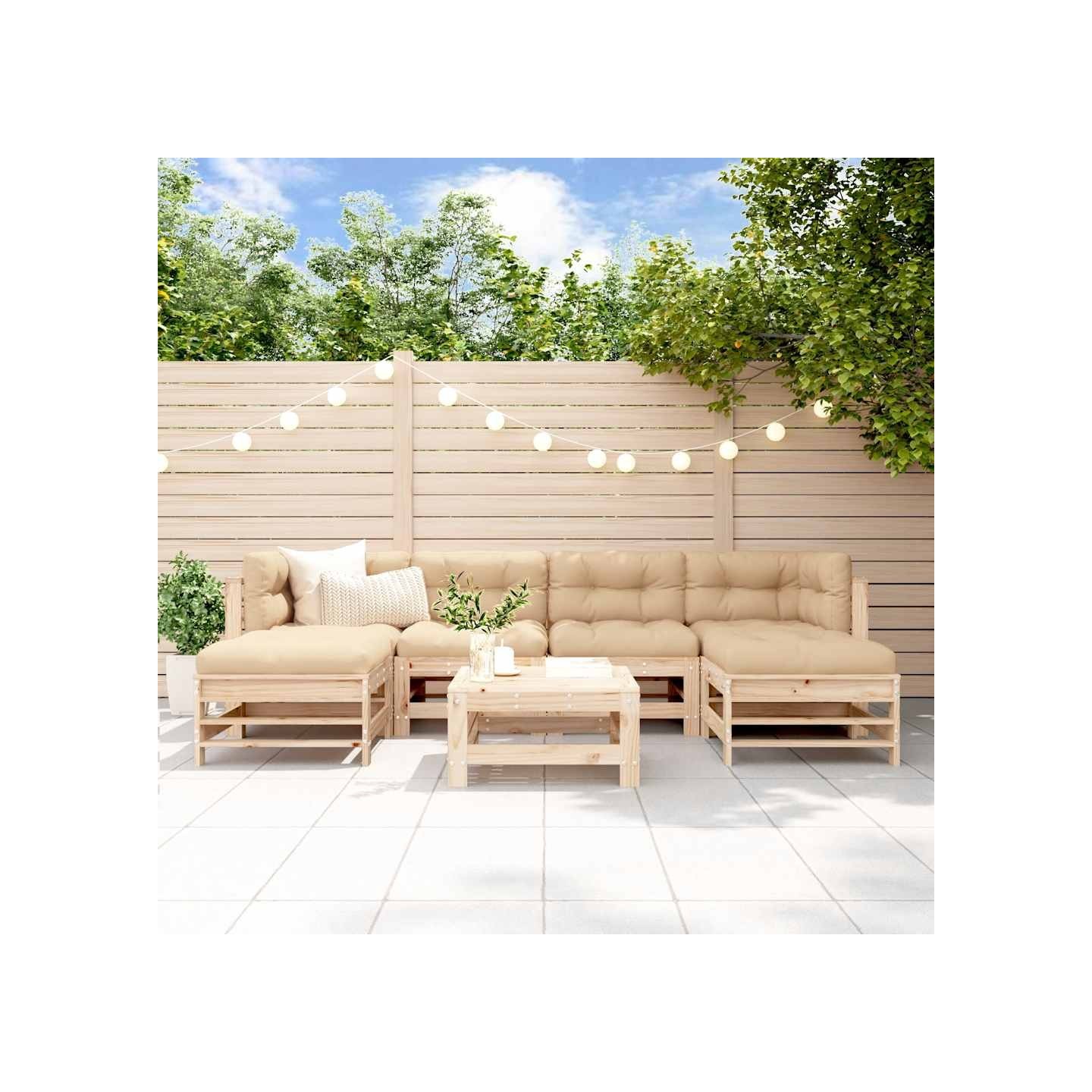 Salon de jardin 7 pcs Bois de pin massif