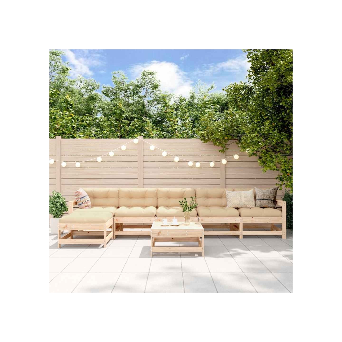 Salon de jardin 7 pcs Bois de pin massif