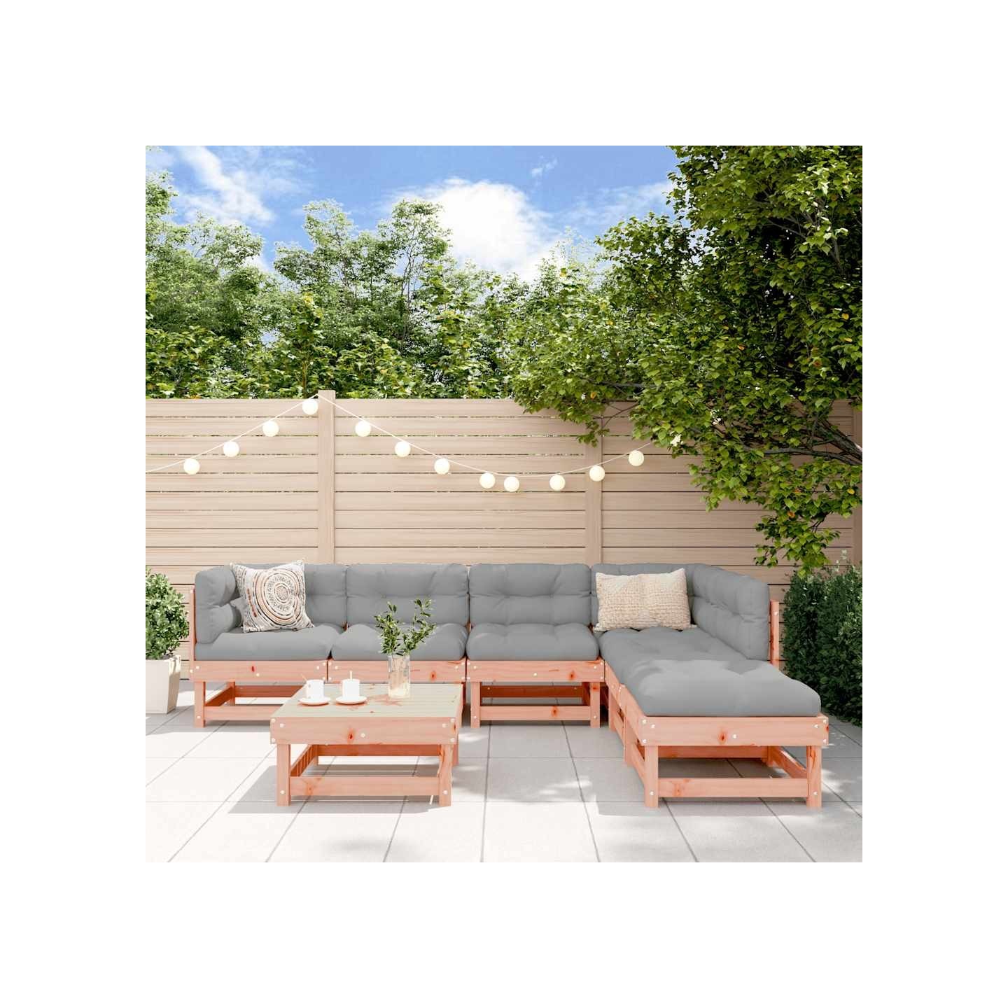 Salon de jardin 7 pcs bois massif douglas