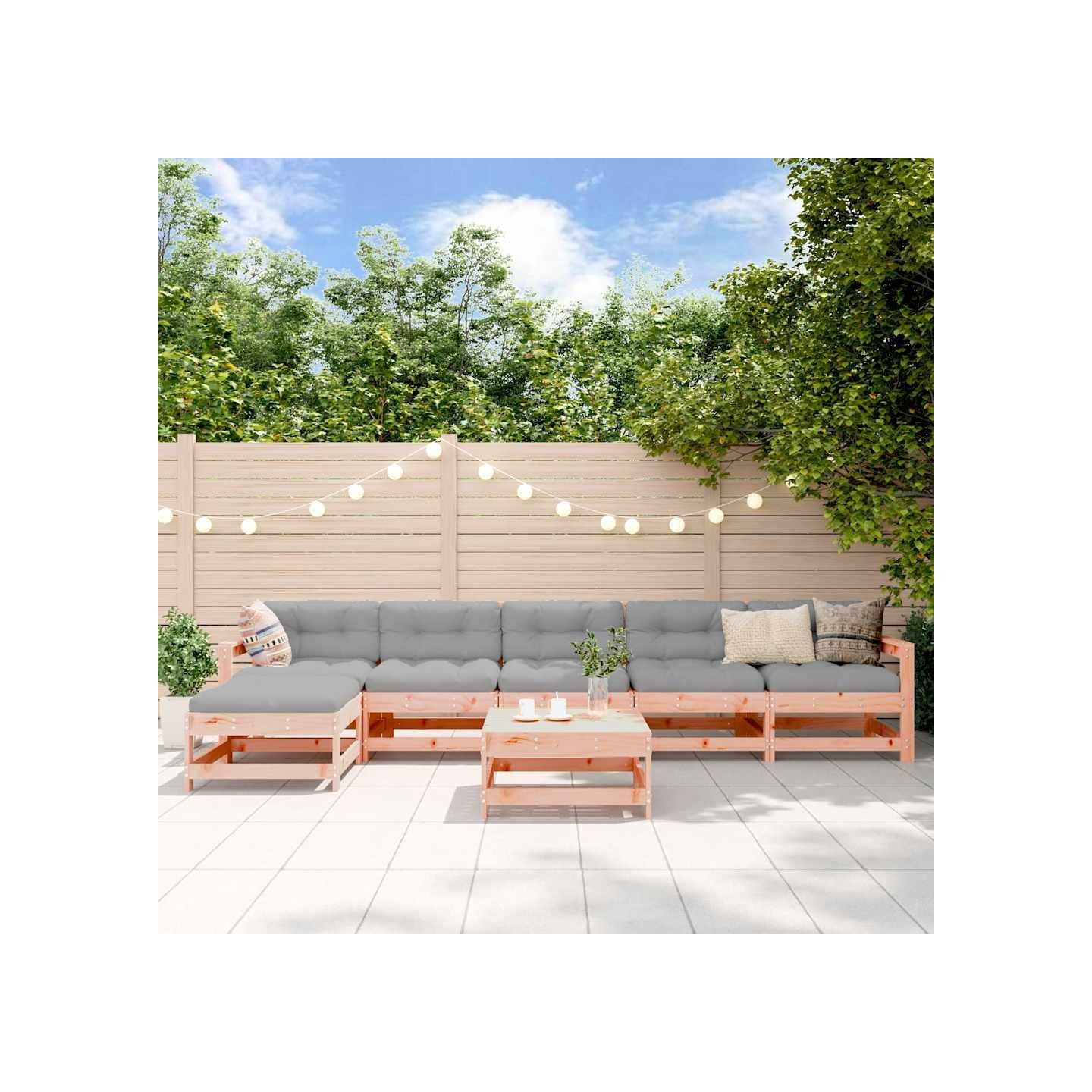 Salon de jardin 7 pcs bois massif douglas