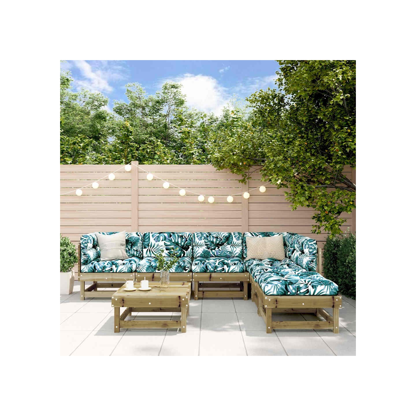 Salon de jardin 7 pcs bois de pin imprégné