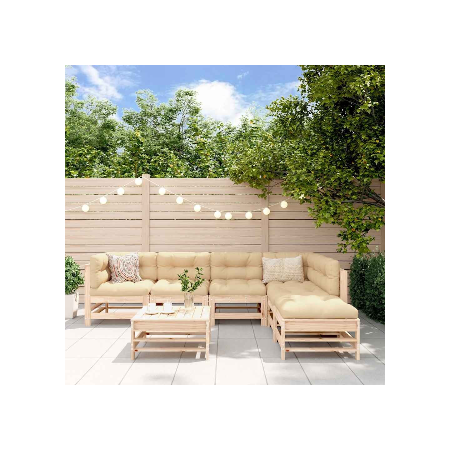 Salon de jardin 7 pcs Bois de pin massif