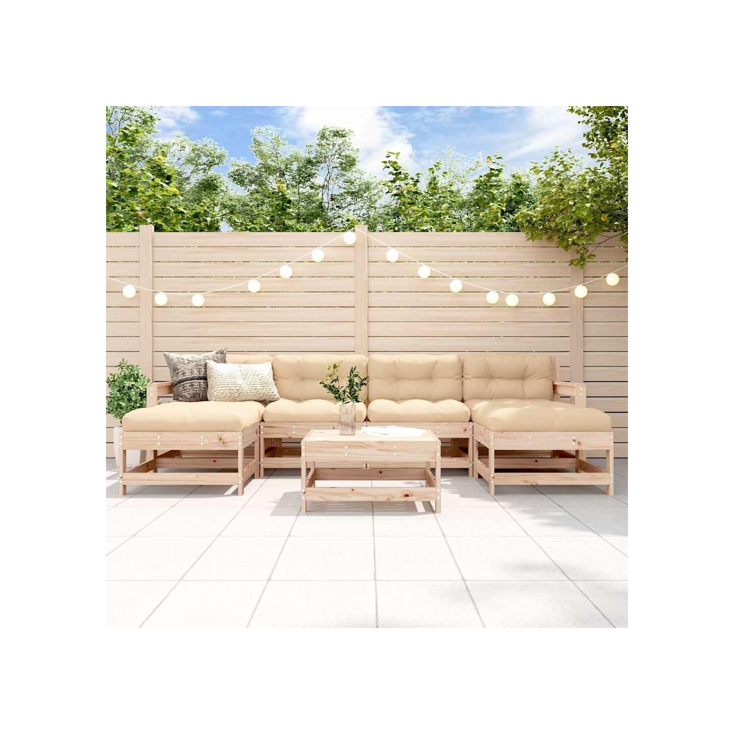 Salon de jardin 7 pcs Bois de pin massif