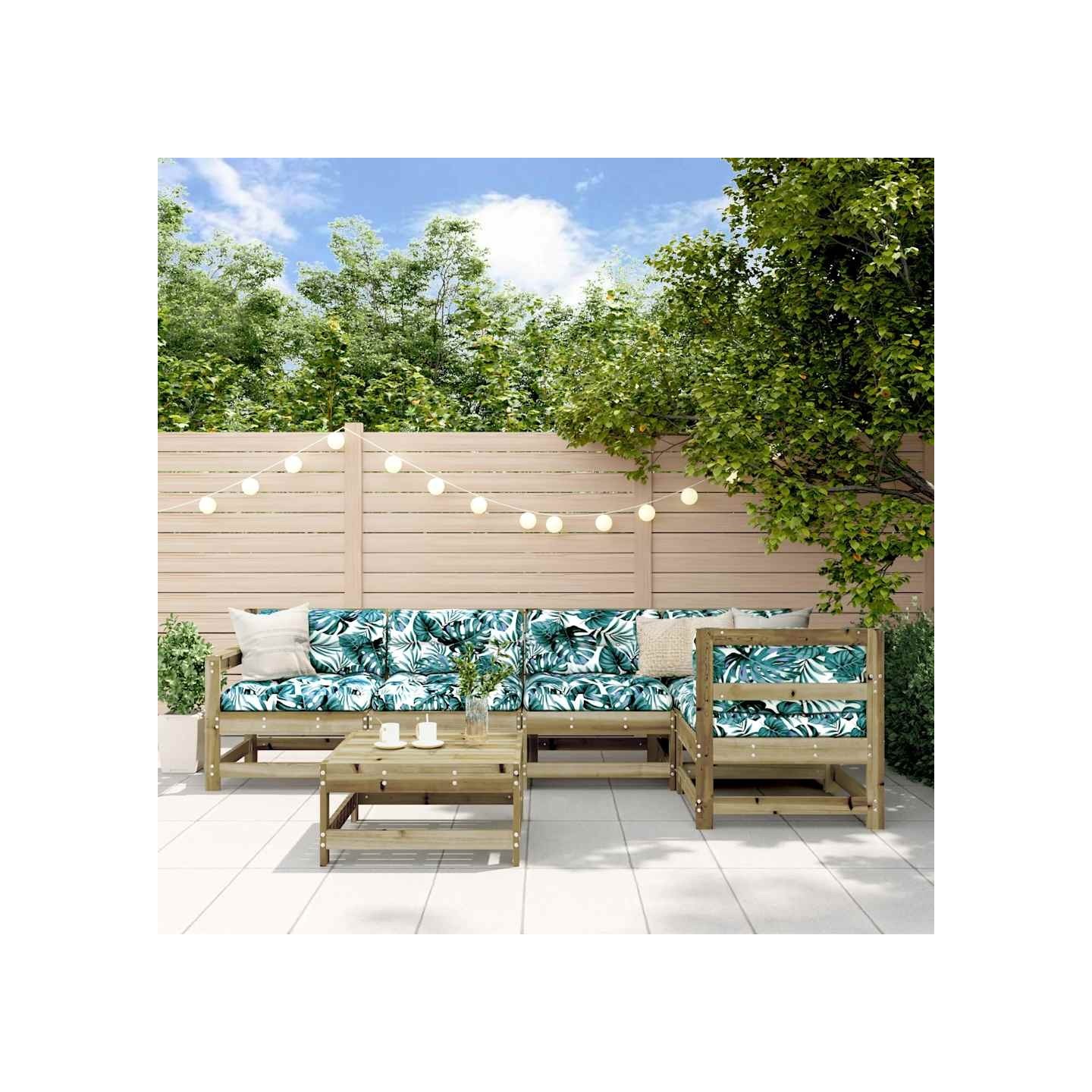 Salon de jardin 6 pcs bois de pin imprégné