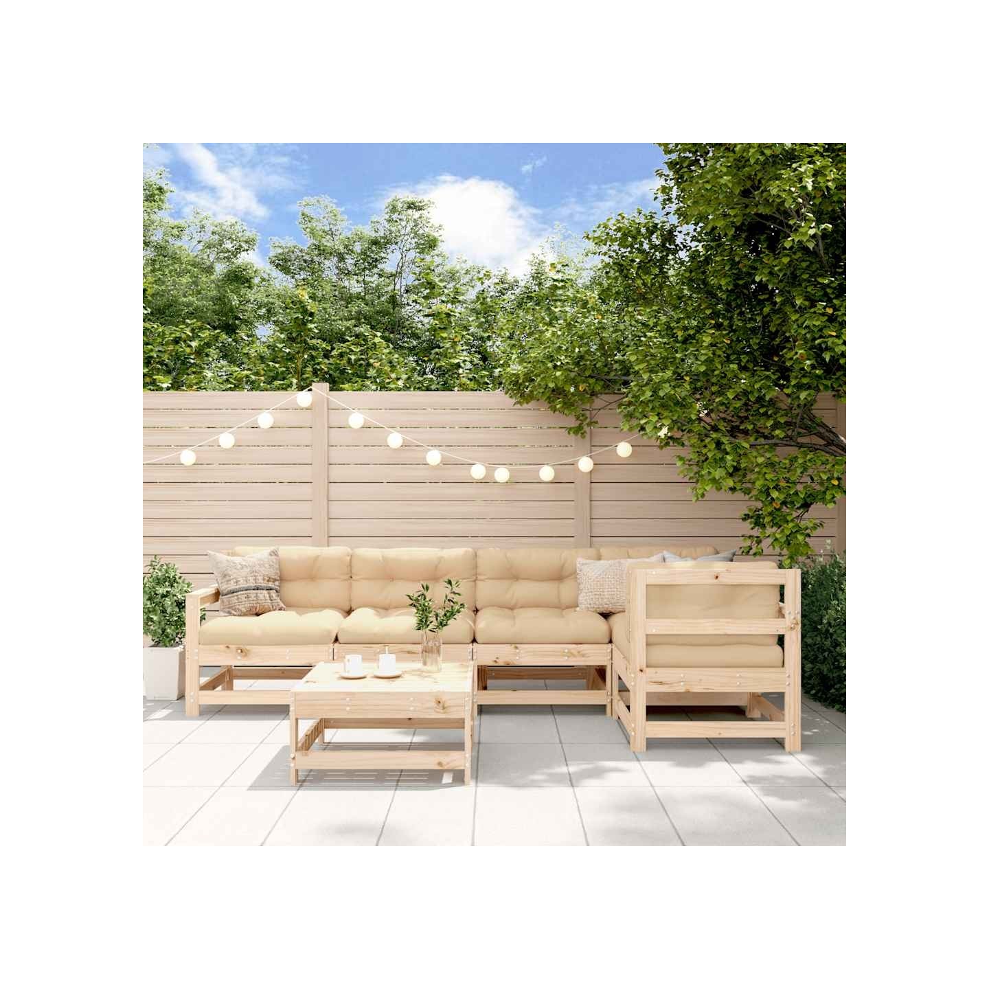 Salon de jardin 6 pcs Bois de pin massif