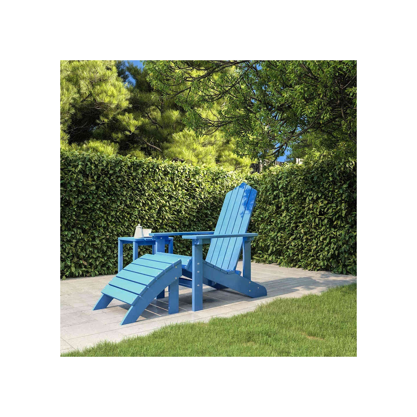 Chaise de jardin Adirondack avec repose-pied PEHD bleu marine