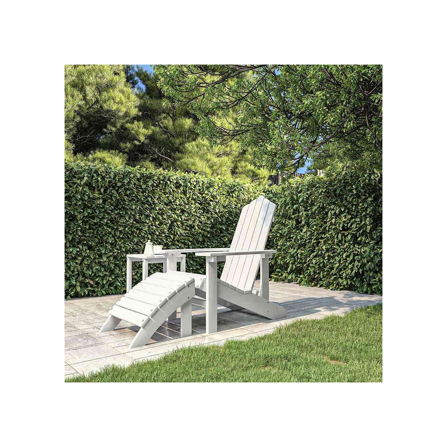 Chaise de jardin Adirondack avec repose-pied PEHD Blanc