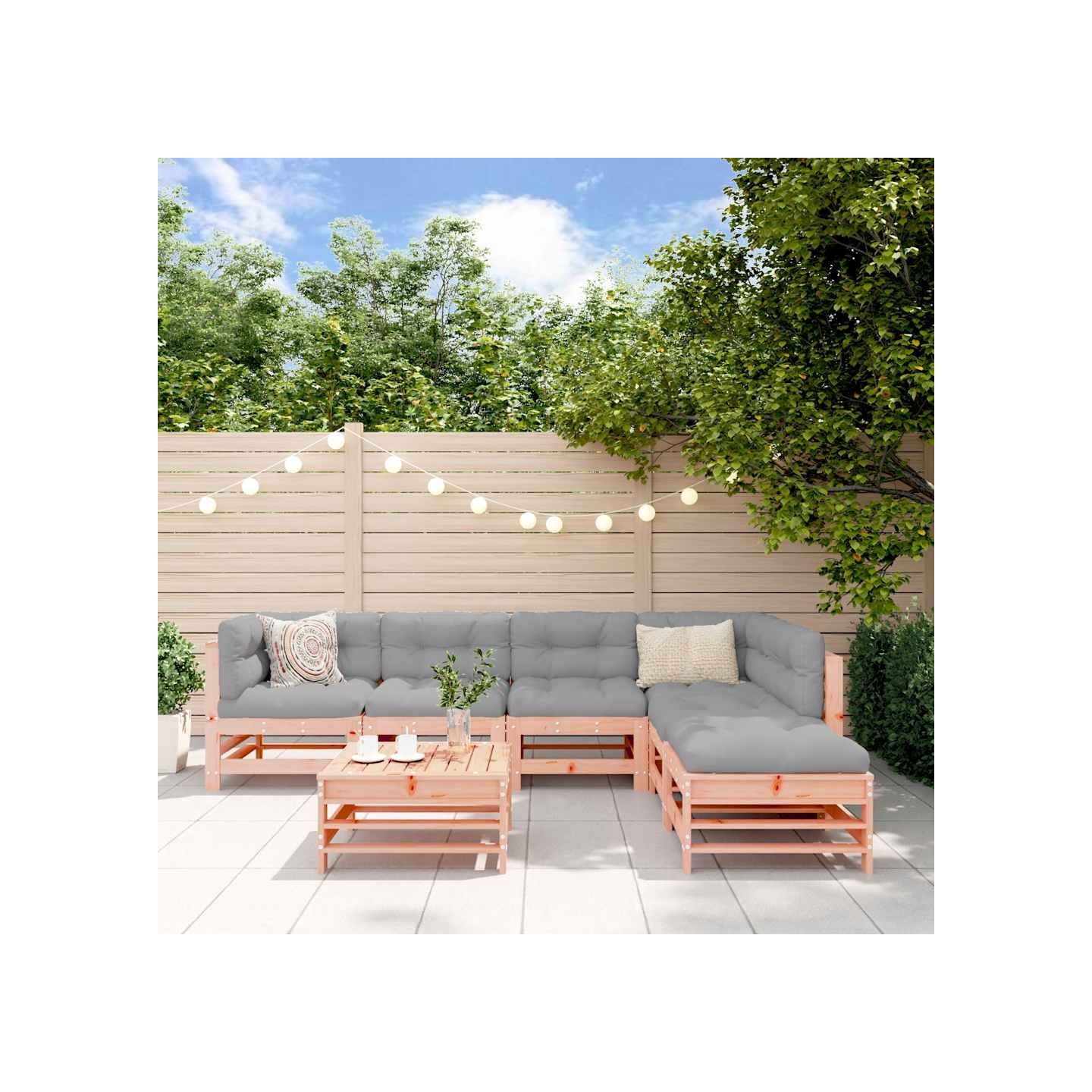 Salon de jardin 7 pcs bois massif douglas