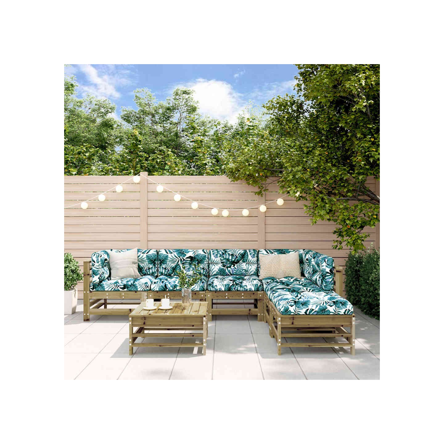 Salon de jardin 7 pcs bois de pin imprégné
