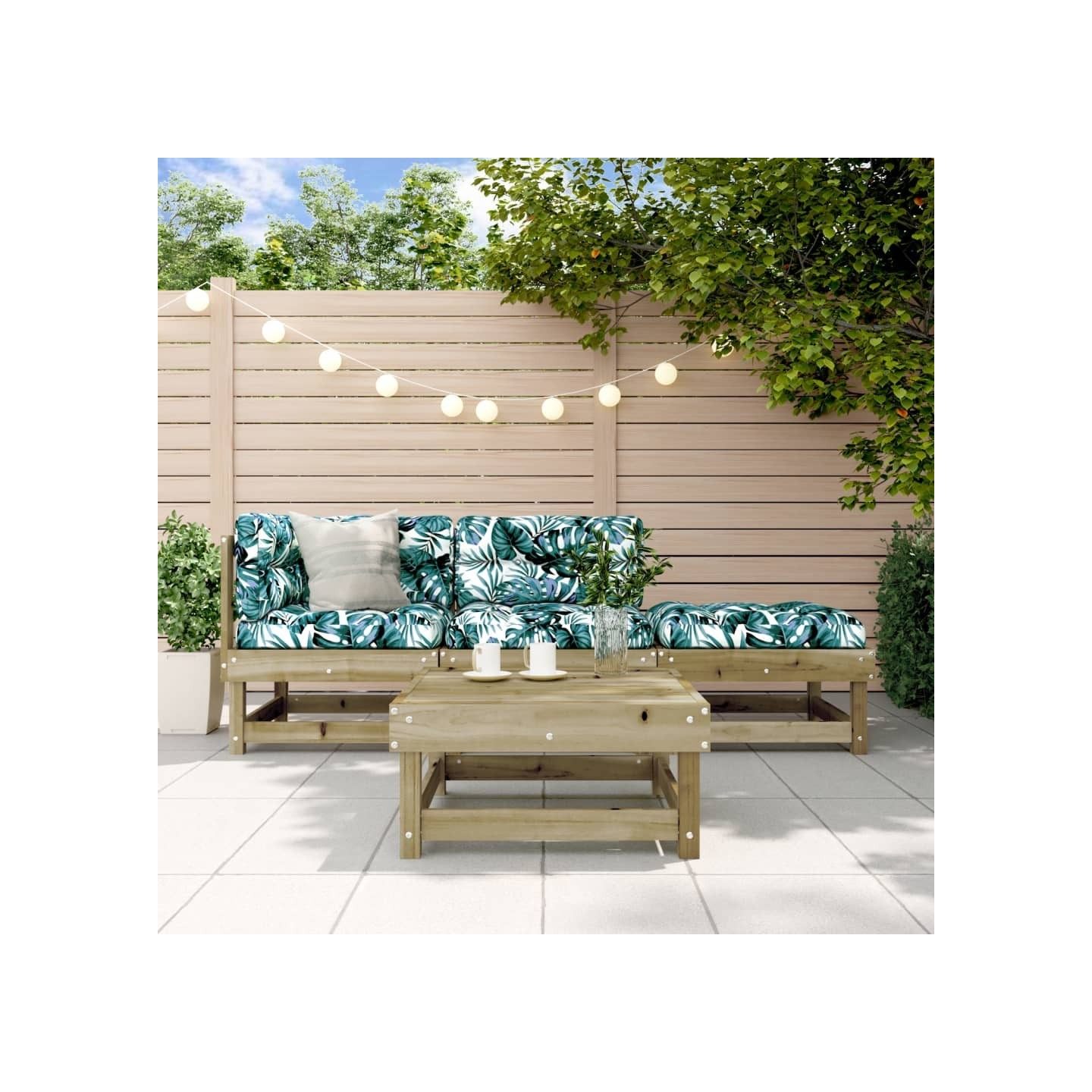 Salon de jardin 4 pcs bois de pin imprégné