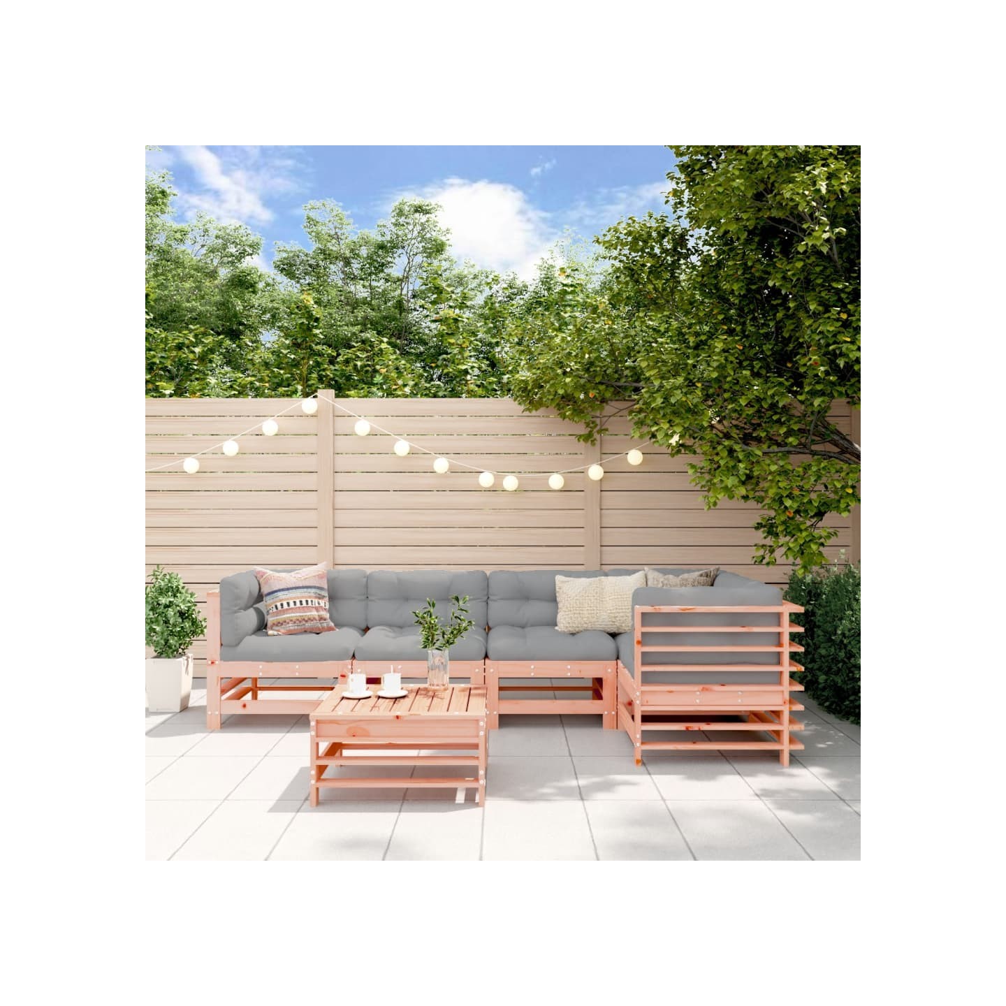 Salon de jardin 6 pcs bois massif douglas