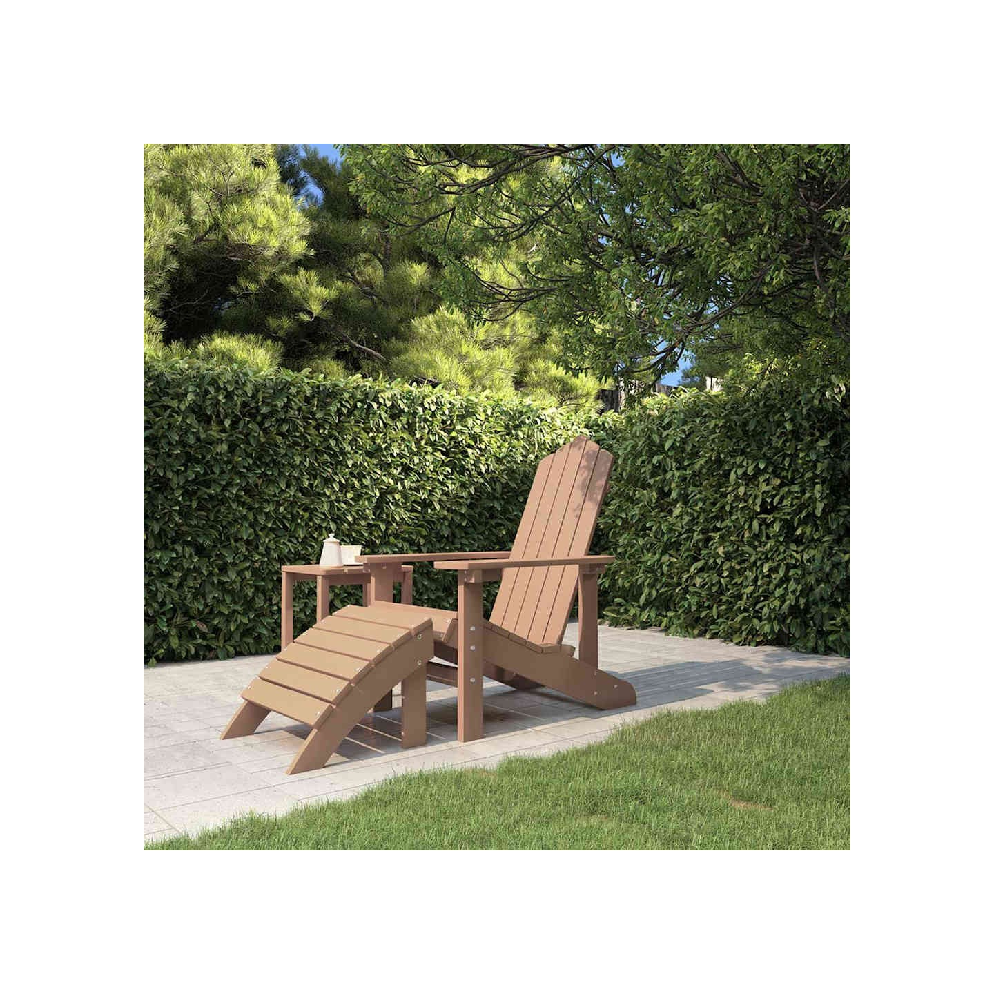 Chaise de jardin Adirondack avec repose-pied PEHD marron
