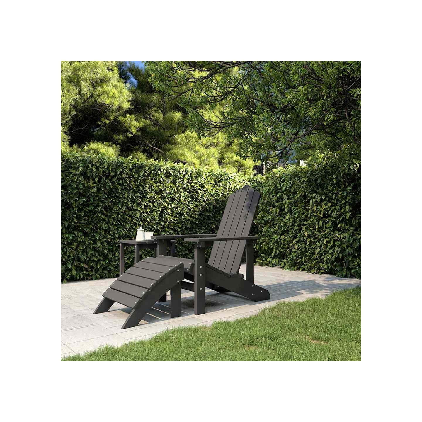 Chaise de jardin Adirondack avec repose-pied PEHD anthracite