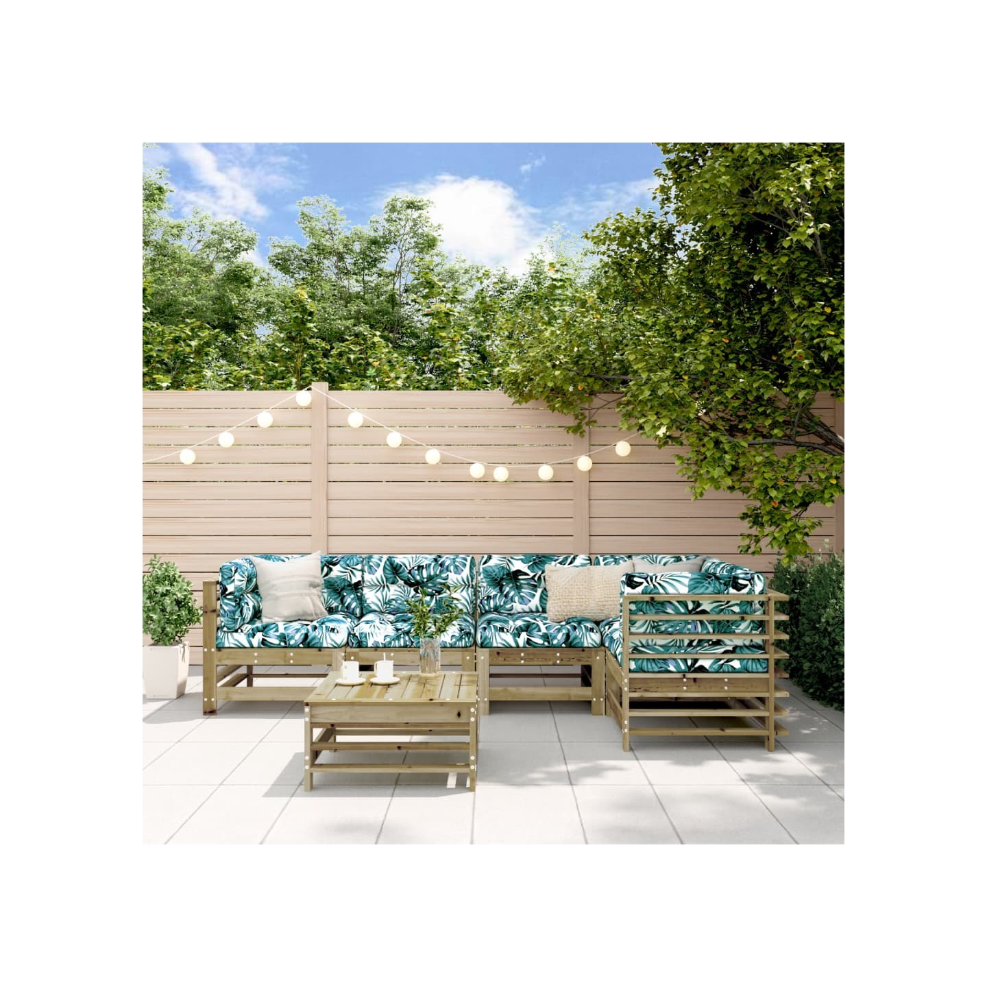 Salon de jardin 6 pcs bois de pin imprégné