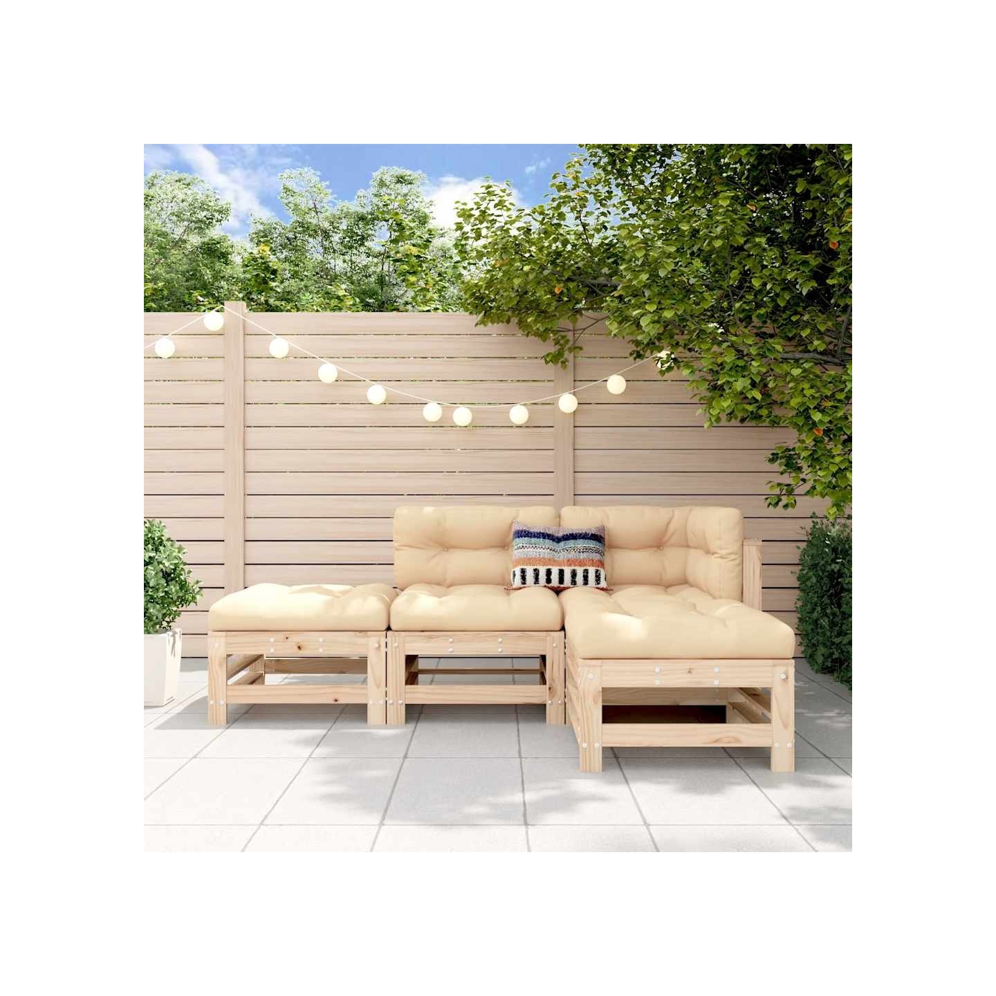 Salon de jardin 4 pcs bois massif de pin