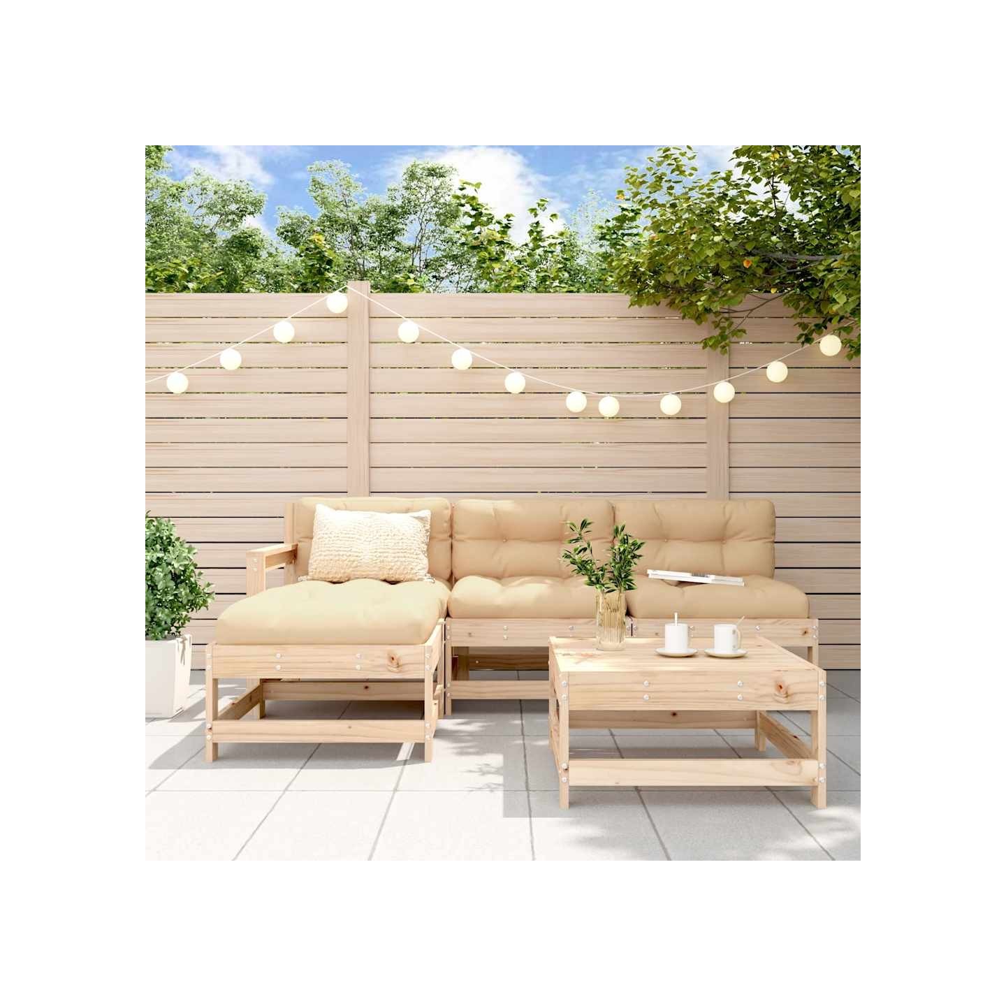 Salon de jardin 5 pcs bois massif de pin