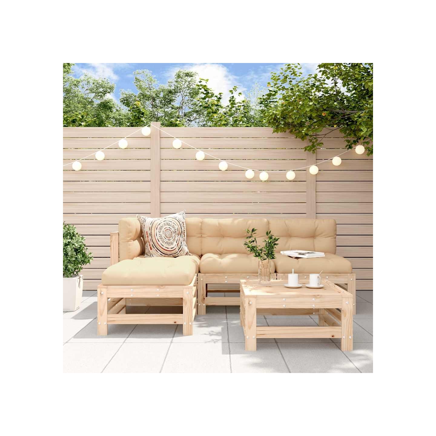 Salon de jardin 5 pcs bois massif de pin