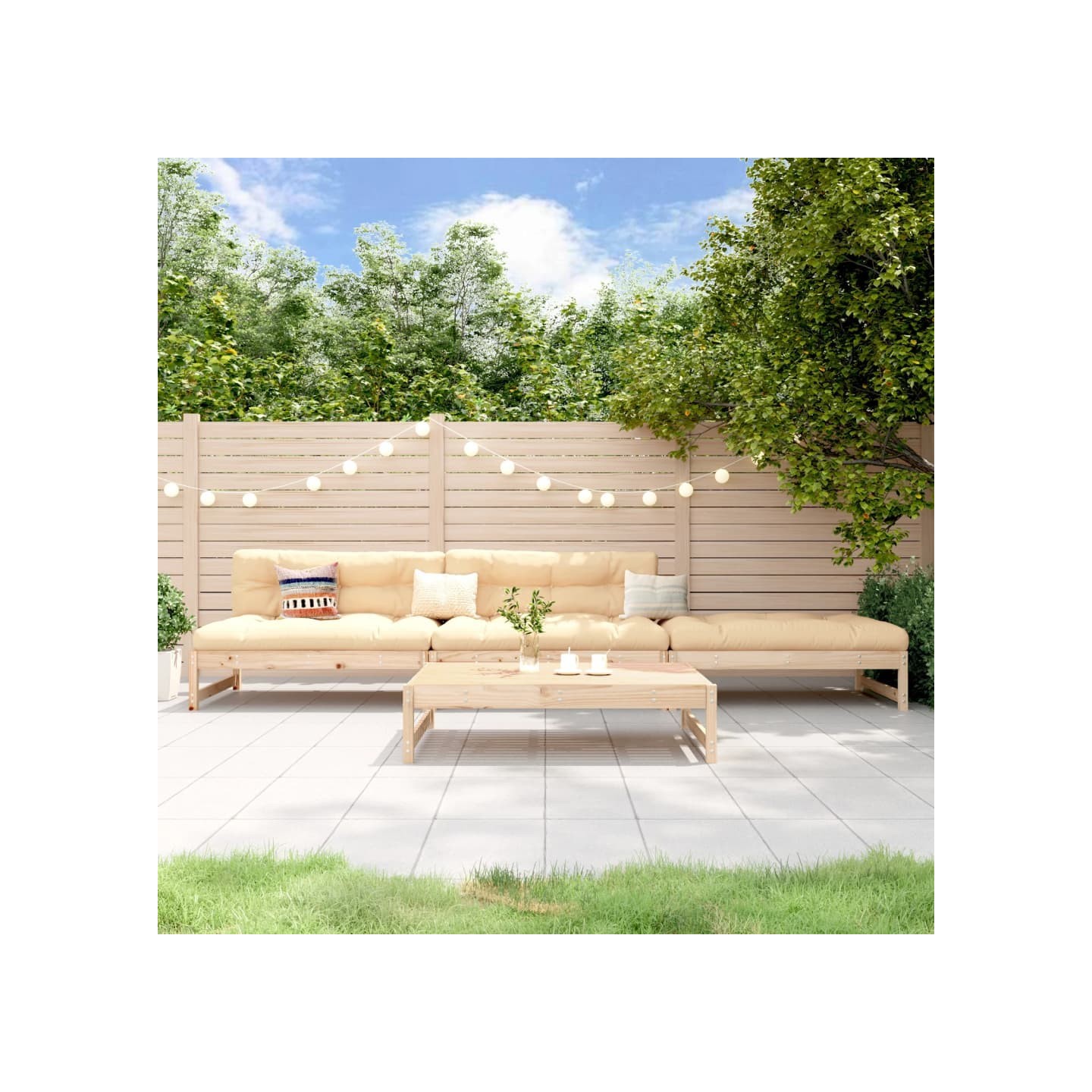 Salon de jardin 4 pcs bois massif de pin