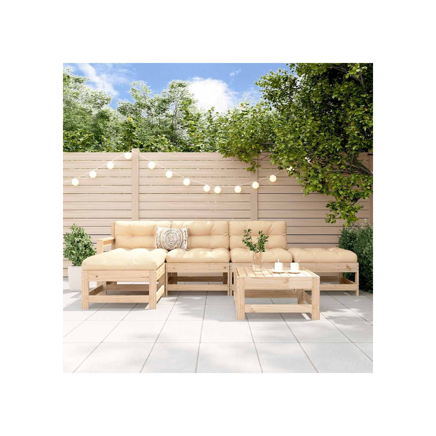 Salon de jardin 6 pcs Bois de pin massif