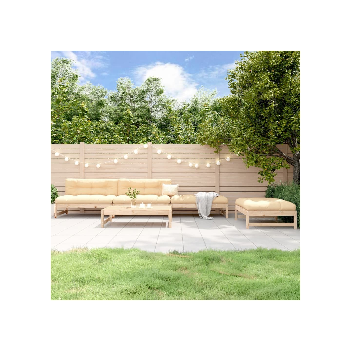 Salon de jardin 5 pcs bois massif de pin