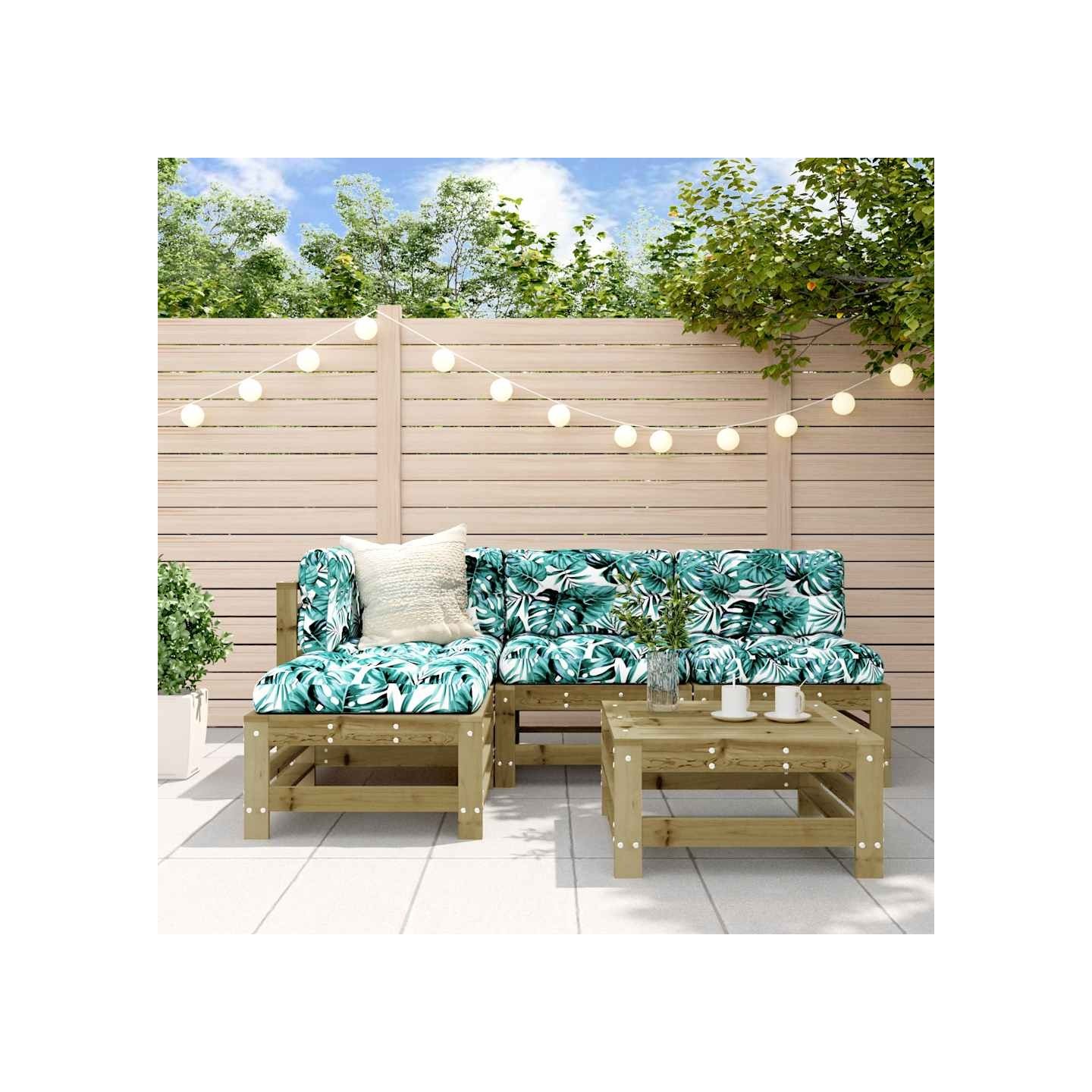 Salon de jardin 5 pcs bois de pin imprégné