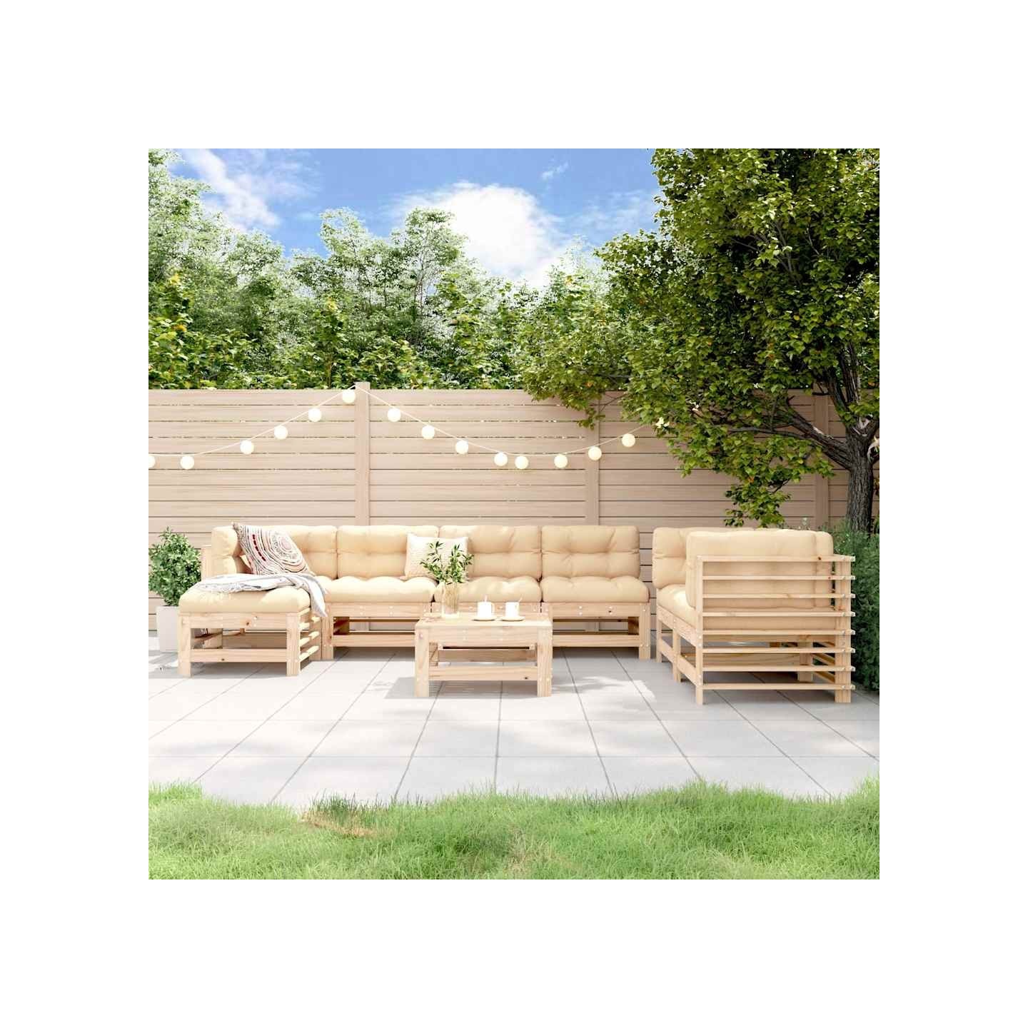 Salon de jardin 8 pcs Bois de pin massif
