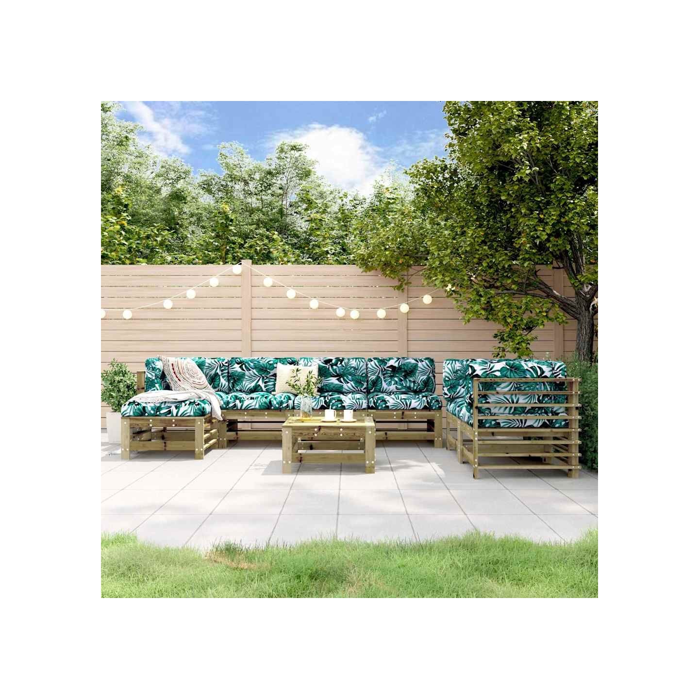 Salon de jardin 8 pcs bois de pin imprégné
